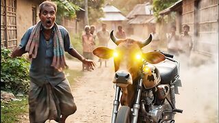 Cow become a motor cycle
