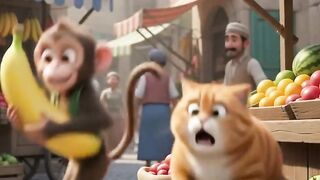 বানর, বিড়াল আর ছাগলের দৌড়—শেষে কলাটা কার হলো? 🍌🤣