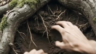 I built a Secret Underground Room hidden under Tree Roots! 🪵🤫✨ #shorts