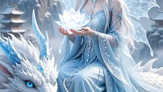 “In the heart of winter, she holds a lotus that blooms where no warmth can survive. ❄️🪷”