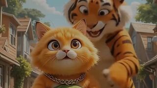 AI Fat Orange Cat’s Watermelon Revenge on Tiger 🐯💥 #cats #catshorts #catvideos #funny #cat #allages