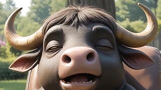 AI Fat Orange Cat’s Buffalo Prank Gone Wrong! 😂 #pets #cats #catvideos #viralcats #aicat