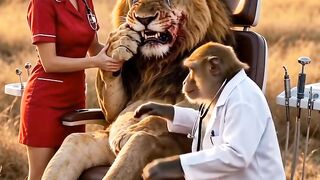 Monkey Dentist Terrifies a Lion with a Saw 😂 | AI Animal Comedy