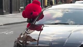 A car in a moving scene