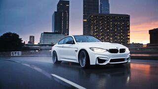 White BMW M4 Driving in the Rain | Luxury Sports Car in USA