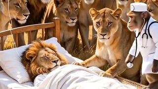 Monkey Doctor Scares a Sick Lion with a Giant Syringe 😂🦁🐒
