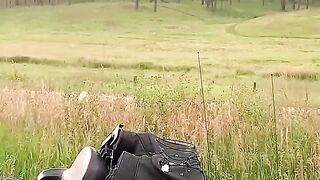 Bikers trapped on a hail-covered road
