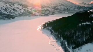 Beautiful view of snow , Sun