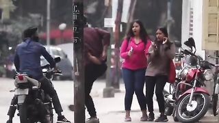 Jokes on the streets of India guys on a motorcycle prank