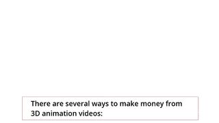 how to make money from 3d animation