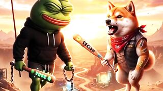 Fantasy warriors campfire scene with alien creature and cybernetic fox in post-apocalyptic sunset