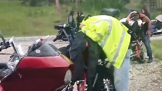 Bikers Caught in a Hailstorm