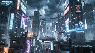 Neon blue city