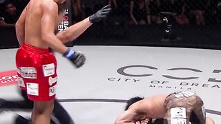 High kick turns into a knee strike, Yosuke Saruta falls right into the trap
