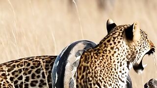Leopard 🐆 and snake 🐍 in action 🎬