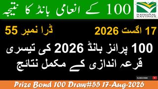 100 Prize Bond Draw no 55 Multan Results 17 August 2026 | Prize Complete Result List