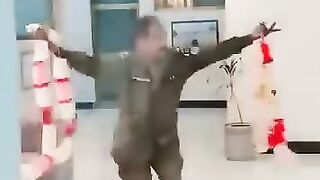 Police man dancing