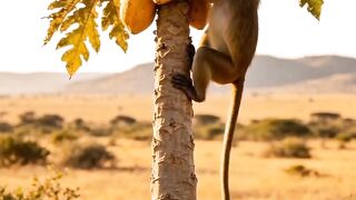 Monkey Throws a Papaya at a Lion 😂🐒🦁 | Funny Animal Prank