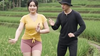 Jaipong dance in the middle of the rice fields
