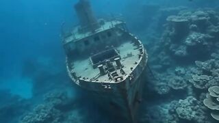 The diver reaches the ocean surface and looks back down into the endless blue water where the reef