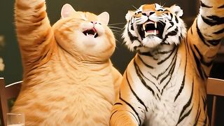 When your cat thinks he's the real tiger! 😼🐯
