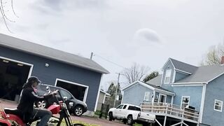 CUTTING GRASS IN BIKER STYLE