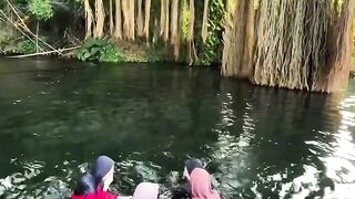 A pond beneath a banyan tree estimated to be hundreds of years old. The atmosphere gives you goosebumps.