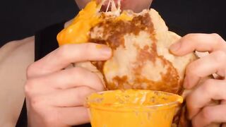 Delicious eating giant burrito