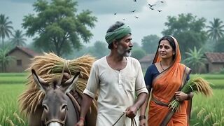 Farmer and His Wife Return Home After a Hard Day of Harvesting 🌾❤️