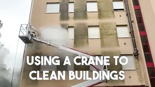 Pressure Washing Using A Crane!