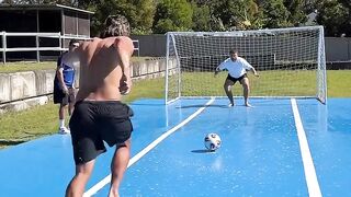 Funny football challenge penalty shootout