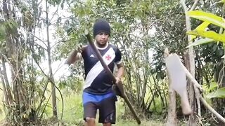 Funny video . A man falls in the water