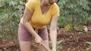 This woman is hanging out in the garden