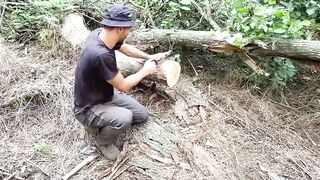 Building the Most Hidden Shelter Inside a Hollow Tree 🌳🏕️। part 2 #Relaxing #WildernessBuilding #USA
