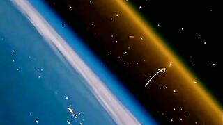 The moments a rocket breaks through the atmosphere and flies into space.