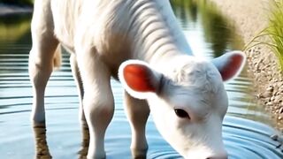 Poor baby calf vs crocodile