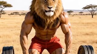 Lion Struggles to Lift the Bar, Then a Female Monkey Arrives 😂🦁🐒