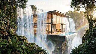 This Mansion Is Hidden Inside a Waterfall 🌊🏠