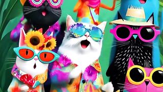 colorful dancing cats