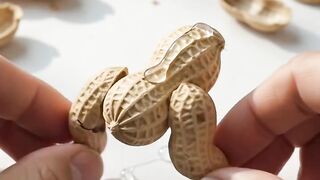 creative dinosaur made with peanut