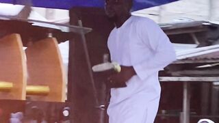 In his presence