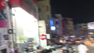 Extream bike journey in city lights