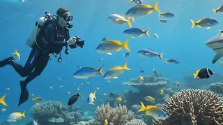 🦈 A Shark Slowly Appears… Then Swims Past the Diver | Underwater Encounter
