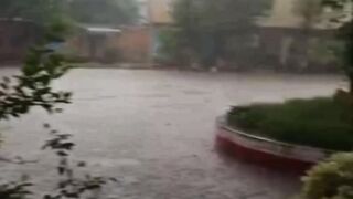 Heavy rain in school