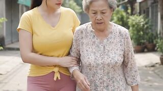 This poor grandmother is thirsty