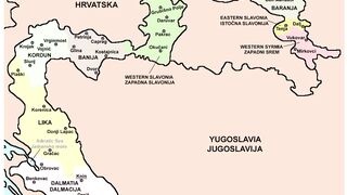 Peta Republik Krajina Serbia. Map of the Republic of Serbian Krajina. 塞爾維亞克拉吉納共和國地圖.