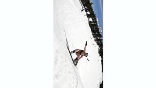Bikini-clad babe wipes out while snowboarding in viral video