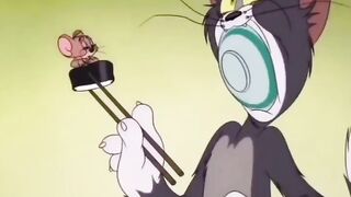 Tom Eats Hot Wasabi! | Jerry on the Sushi Conveyor Belt | Funny Cartoon Chase