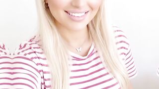 Playful & Pretty in Pink Stripes: Casual Blonde Look