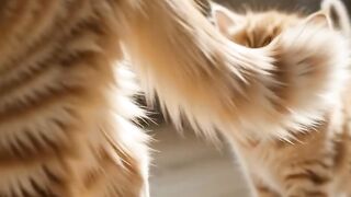 Trying to catch mother's tail